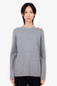 Loewe Grey Wool Leather Belt Detail Knit Sweater Size M