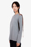 Loewe Grey Wool Leather Belt Detail Knit Sweater Size M