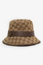 Gucci Brown Canvas/Leather GG Monogram Bucket Hat Size M