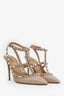 Valentino Nude Patent Leather Cage Rockstud Heels Size 39.5