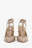 Valentino Nude Patent Leather Cage Rockstud Heels Size 39.5
