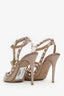 Valentino Nude Patent Leather Cage Rockstud Heels Size 39.5