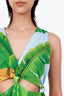 Farm Rio Blue/Green Patterned Linen Cut Out Midi Dress Size XS