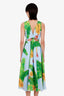 Farm Rio Blue/Green Patterned Linen Cut Out Midi Dress Size XS