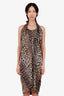 Ganni Leopard Print Ruched Halter Top Midi Dress Size 34