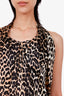 Ganni Leopard Print Ruched Halter Top Midi Dress Size 34