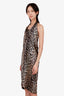 Ganni Leopard Print Ruched Halter Top Midi Dress Size 34