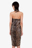 Ganni Leopard Print Ruched Halter Top Midi Dress Size 34