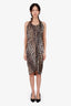 Ganni Leopard Print Ruched Halter Top Midi Dress Size 34