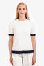 Max Mara White Knitted Short Sleeve T-Shirt Size S