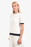 Max Mara White Knitted Short Sleeve T-Shirt Size S