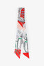 Hermès White/Red Silk Printed Twilly