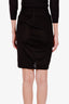 Saint Laurent Black Pleated 'Preto' Midi Skirt Estimated Size XXS