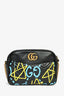 Gucci Black Leather GG Marmont Ghost Large Graffiti Shoulder Bag