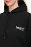 Balenciaga Black Cotton Logo Hoodie Size S