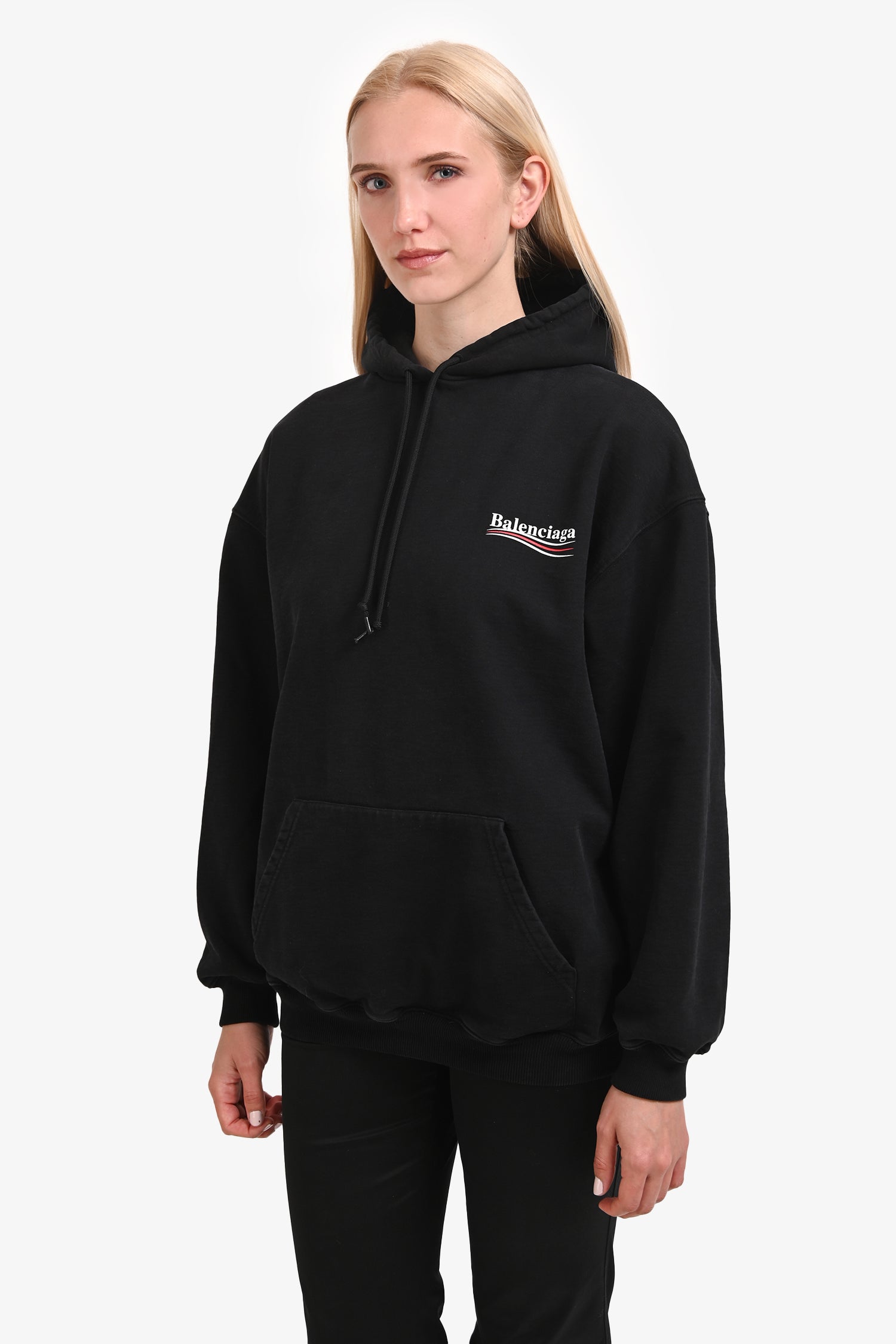 Balenciaga Black Cotton Logo Hoodie Size S – Mine & Yours