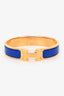 Hermés Gold Tone Royal Blue Clic Clac H Bracelet