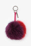Fendi Navy/Red/Purple Fur Pom Pom Bag Charm