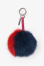 Fendi Navy/Red/Purple Fur Pom Pom Bag Charm