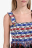 Balmain White/Blue/Red Tweed Fringe Crop Top Size 40