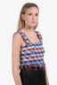 Balmain White/Blue/Red Tweed Fringe Crop Top Size 40