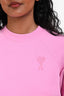 Ami Pink Cotton Logo Embroidered Sweatshirt Estimated Size XS