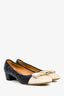 Salvatore Ferragamo Navy/Pink Leather Bow Detail Block Heels Size 8C