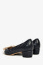 Salvatore Ferragamo Navy/Pink Leather Bow Detail Block Heels Size 8C