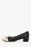 Salvatore Ferragamo Navy/Pink Leather Bow Detail Block Heels Size 8C