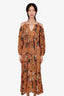 Ulla Johnson Yellow Printed Noemi Cold Shoulder Long Sleeve Maxi Dress Estimated Size S