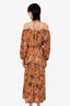 Ulla Johnson Yellow Printed Noemi Cold Shoulder Long Sleeve Maxi Dress Estimated Size S