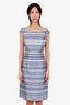 Christian Dior Purple/Blue Striped Silk Dress Size 6