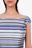 Christian Dior Purple/Blue Striped Silk Dress Size 6