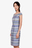 Christian Dior Purple/Blue Striped Silk Dress Size 6