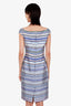 Christian Dior Purple/Blue Striped Silk Dress Size 6