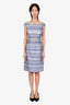 Christian Dior Purple/Blue Striped Silk Dress Size 6