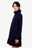 Alaia Navy Ruffled Wool Dress Size 42