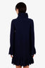 Alaia Navy Ruffled Wool Dress Size 42