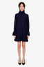 Alaia Navy Ruffled Wool Dress Size 42