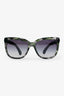 Pre-Loved Chanel™ Green/Black Frame Printed Denim CC Square Sunglasses