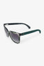 Pre-Loved Chanel™ Green/Black Frame Printed Denim CC Square Sunglasses