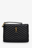 Saint Laurent Black Calfskin Matelasse Chevron Small Monogram A5 Wristlet