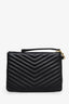Saint Laurent Black Calfskin Matelasse Chevron Small Monogram A5 Wristlet