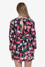 Ronny Kobo Black/Pink Rose Print Endrea V Neck Long Sleeve Mini Dress Size M