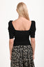 Frame Black Ruched Square Neck Betty Top Size M