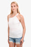 Helmut Lang White Cotton Ribbed Asymmetrical Tank Top Size S