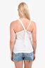 Helmut Lang White Cotton Ribbed Asymmetrical Tank Top Size S