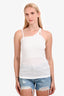 Helmut Lang White Cotton Ribbed Asymmetrical Tank Top Size XS