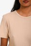 Frame Beige Cotton Ribbed T-Shirt Size XS