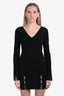 Helmut Lang Black Knit Slit Bodycon Long Sleeve Mini Dress Size S